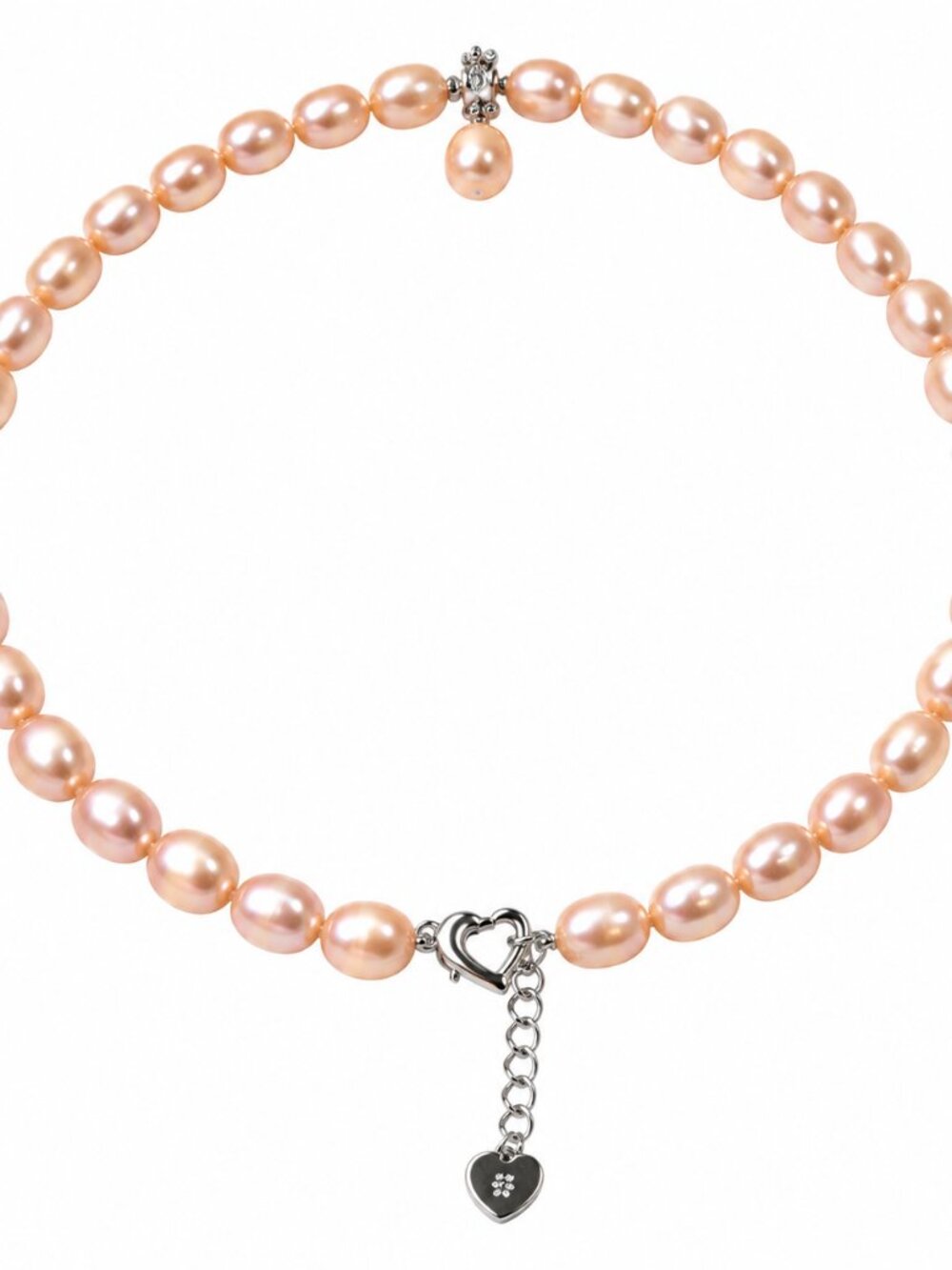 Pearl-48--Dainashi Pink Freshwater Pearl Necklace 18" AAAA 925 Sterling Silver